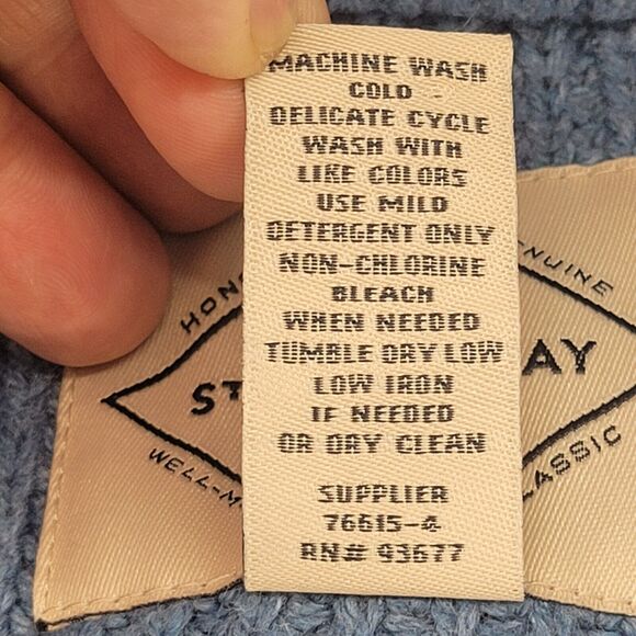 St. John's Bay Men's Large Cable Knit Long Sleeve Henley Grandpa Sweater Blue - Picture 7 of 11